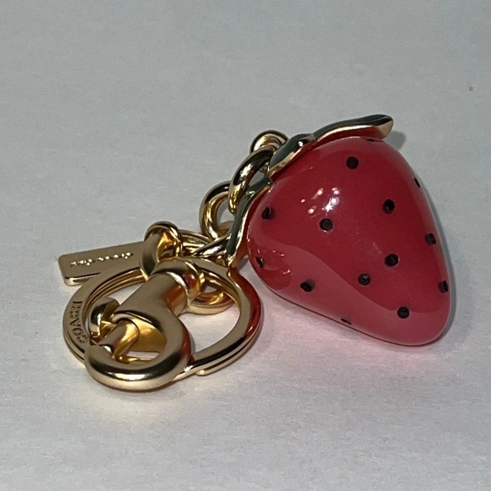 Coach Strawberry Purse Charm and Keychain with Gold Accents Like NEW! - Picture 1 of 6